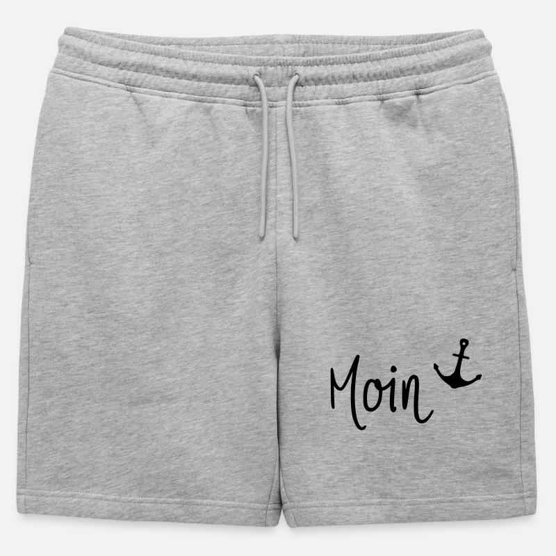 Moin mit Anker - Männer Premium Organic Sweatshorts - Grau meliert