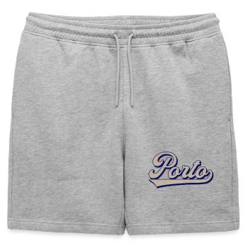 Porto Script Vintage Style - Mens' Premium Organic Sweatshorts - heather grey - Front - AI Model Male 178 light (178cm)