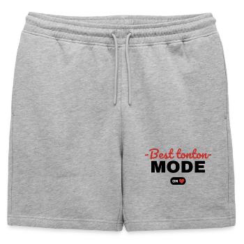 Cadeau 'Best Tonton, Mode On', pour Tontons - Short de survêtement homme premium - gris chiné - Devant - AI Model Male 178 light (178cm)