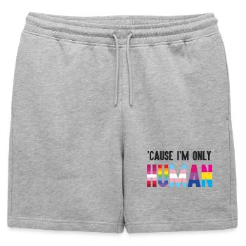 Pride Month LGBT - 'Cause I'm Only Human - Mens' Premium Organic Sweatshorts - heather grey - Front - AI Model Male 178 light (178cm)
