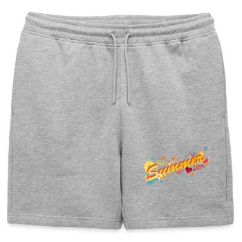 Soleil, été, plaisir et fête. Lettrage d’été - Short de survêtement homme premium - gris chiné - Devant - AI Model Male 178 light (178cm)