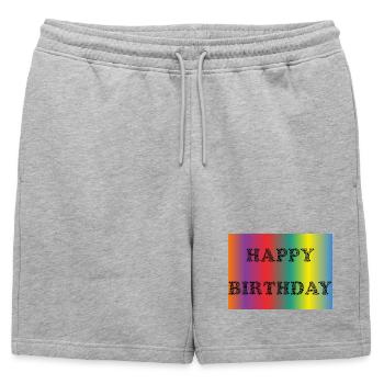 HAPPY BIRTHDAY. HAPPY BIRTHDAY. ANNIVERSARY. - Mens' Premium Organic Sweatshorts - heather grey - Front - AI Model Male 178 light (178cm)