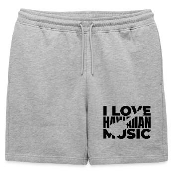 I love Hawaiian music - Mens' Premium Organic Sweatshorts - heather grey - Front - AI Model Male 178 light (178cm)