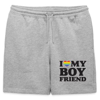 J’aime mon petit ami - LGBTQ - Short de survêtement homme premium - gris chiné - Devant - AI Model Male 178 light (178cm)