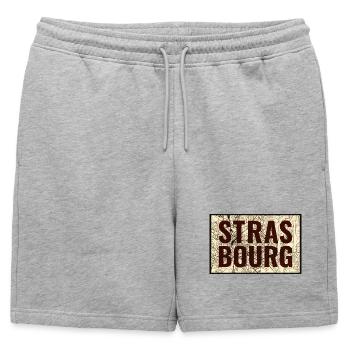 Plan de la ville de Strasbourg Imprimer - Short de survêtement homme premium - gris chiné - Devant - AI Model Male 178 light (178cm)