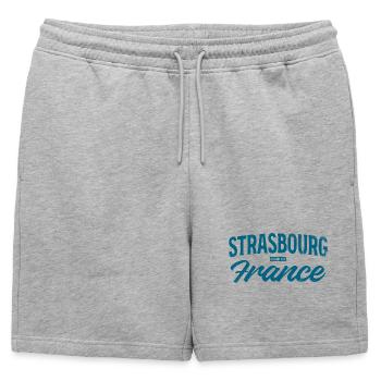 Strasbourg France Vintage Police - Short de survêtement homme premium - gris chiné - Devant - AI Model Male 178 light (178cm)