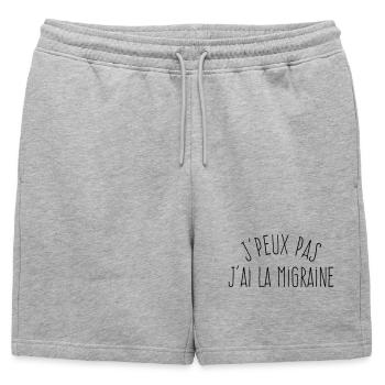 J'peux pas j'ai la migraine - Humour Excuse - Short de survêtement homme premium - gris chiné - Devant - AI Model Male 178 light (178cm)