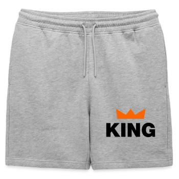 Roi avec couronne / 2 couleurs - Short de survêtement homme premium - gris chiné - Devant - AI Model Male 178 light (178cm)
