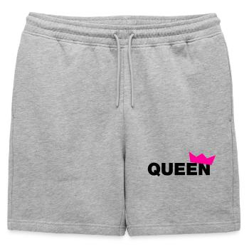 Queen Typo mit Krone / 2 Farben - Männer Premium Organic Sweatshorts - Grau meliert - Vorne - AI Model Male 178 light (178cm)