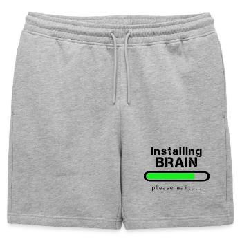 Installing Brain - Mens' Premium Organic Sweatshorts - heather grey - Front - AI Model Male 178 light (178cm)
