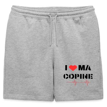 Déclaration d'amour à ma copine - Short de survêtement homme premium - gris chiné - Devant - AI Model Male 178 light (178cm)
