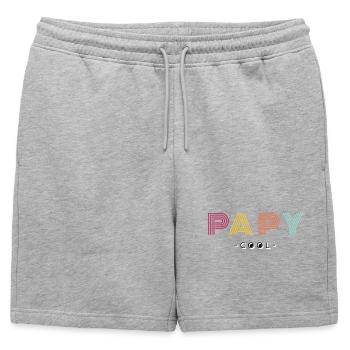 Cadeau Grand Père Papy Cool Personnalisé Humour - Short de survêtement homme premium - gris chiné - Devant - AI Model Male 178 light (178cm)