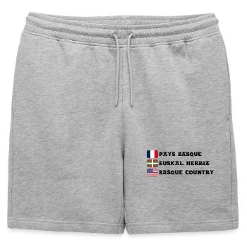 Pays Basque : drapeaux Français, Basque, Américain - Short de survêtement homme premium - gris chiné - Devant - AI Model Male 178 light (178cm)