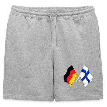 Two flags crossed of Germany, flag Finland - Mens' Premium Organic Sweatshorts - heather grey - Front - AI Model Male 178 light (178cm)