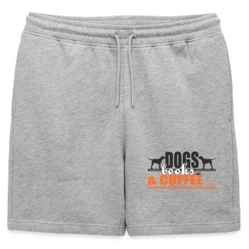 Dogs Books And Coffee - Mens' Premium Organic Sweatshorts - heather grey - Front - AI Model Male 178 light (178cm)