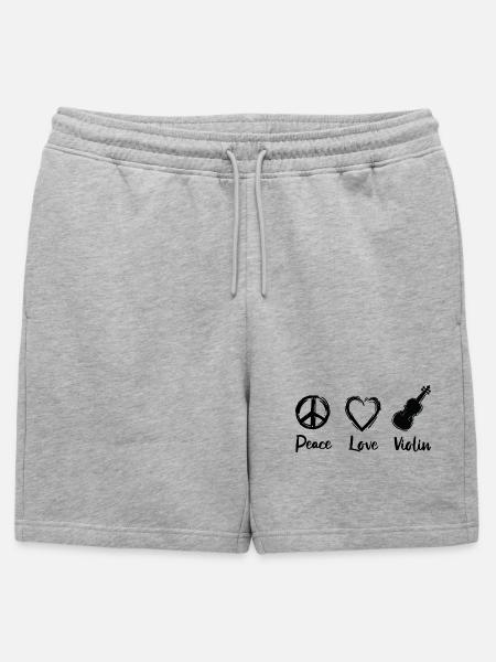 Peace Love Violin - Mens' Premium Organic Sweatshorts - heather grey