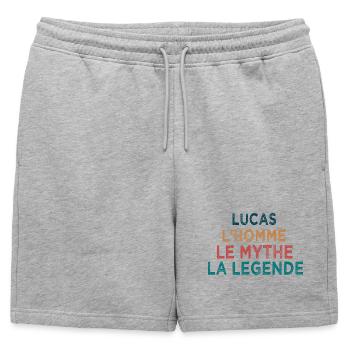 Lucas L'Homme Le Mythe La Legende - Short de survêtement homme premium - gris chiné - Devant - AI Model Male 178 light (178cm)