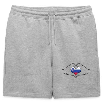 Slovenia Flag Heart Shape - Mens' Premium Organic Sweatshorts - heather grey - Front - AI Model Male 178 light (178cm)