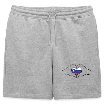 Drapeau de la Slovénie en forme de coeur utilisé - Short de survêtement homme premium - gris chiné - Devant - AI Model Male 178 light (178cm)