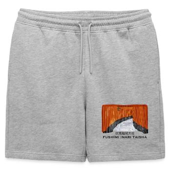 Japan, Kyoto, Fushimi Inari Taisha Torii Drawing - Mens' Premium Organic Sweatshorts - heather grey - Front - AI Model Male 178 light (178cm)