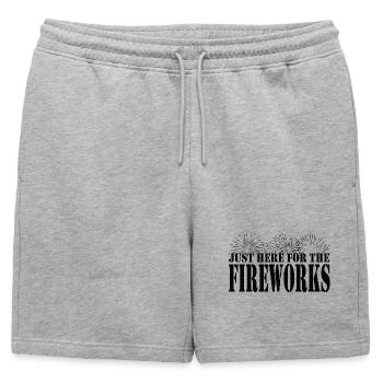 Just Here for the Fireworks - Mens' Premium Organic Sweatshorts - heather grey - Front - AI Model Male 178 light (178cm)