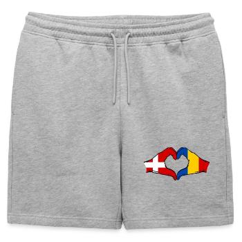 Danemark Roumanie Forme de coeur avec les mains - Short de survêtement homme premium - gris chiné - Devant - AI Model Male 178 light (178cm)