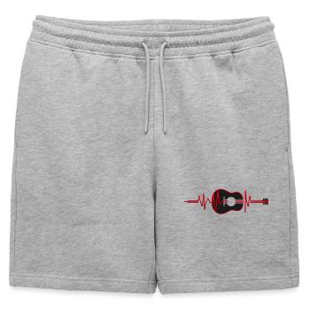 Silhouette of Guitar in a Heart Beat. - Mens' Premium Organic Sweatshorts - heather grey - Front - AI Model Male 178 light (178cm)