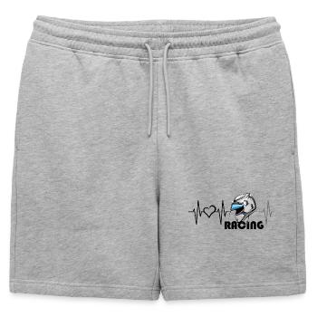 Motorcycle Racing Heartbeat Heart Love Motorcycle - Mens' Premium Organic Sweatshorts - heather grey - Front - AI Model Male 178 light (178cm)
