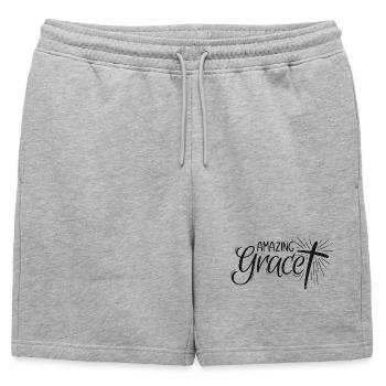 Lettrage Amazing Grace - Short de survêtement homme premium - gris chiné - Devant - AI Model Male 178 light (178cm)