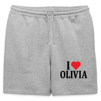 t-shirt I love Olivia t-shirt gift idea - Mens' Premium Organic Sweatshorts - heather grey - Front - AI Model Male 178 light (178cm)