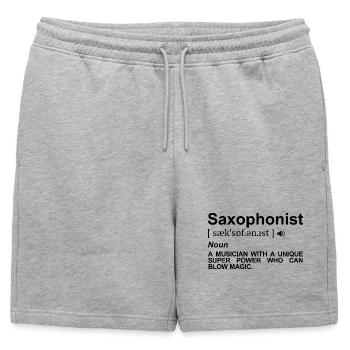 Définition du saxophoniste - Short de survêtement homme premium - gris chiné - Devant - AI Model Male 178 light (178cm)