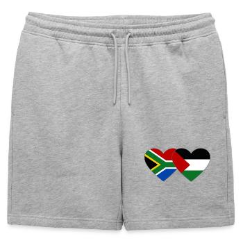 Afrique du Sud Palestine drapeau coeur - Short de survêtement homme premium - gris chiné - Devant - AI Model Male 178 light (178cm)