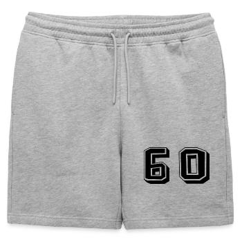60. 60 ANS. 60e ANNIVERSAIRE. ANNIVERSAIRE 60 ANS. - Short de survêtement homme premium - gris chiné - Devant - AI Model Male 178 light (178cm)