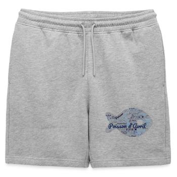 POISSON. POISSON D'AVRIL - Short de survêtement homme premium - gris chiné - Devant - AI Model Male 178 light (178cm)