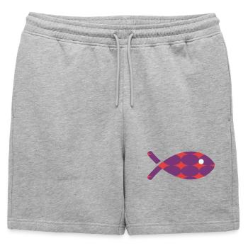 POISSON. MEMOIRE. SARDINE. POISSON D'AVRIL - Short de survêtement homme premium - gris chiné - Devant - AI Model Male 178 light (178cm)
