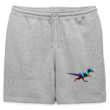 dinosaure raptor t-rex origami géométrique 3d - Short de survêtement homme premium - gris chiné - Devant - AI Model Male 178 light (178cm)