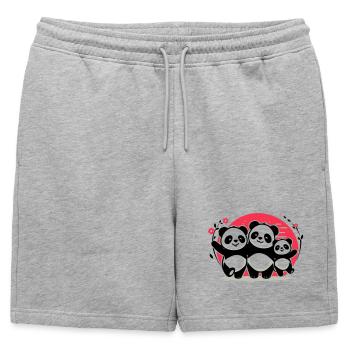 Pandas Family - 1 Elternteil 2 Kinder - Männer Premium Organic Sweatshorts - Grau meliert - Vorne - AI Model Male 178 light (178cm)