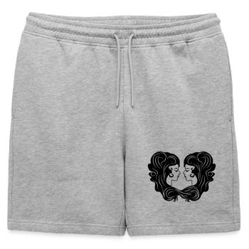 Sternzeichen-Bild Zwillinge - Männer Premium Organic Sweatshorts - Grau meliert - Vorne - AI Model Male 178 light (178cm)