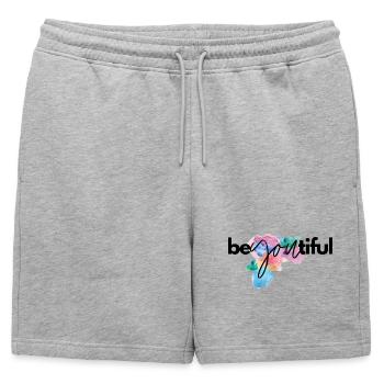 be you tiful - Mens' Premium Organic Sweatshorts - heather grey - Front - AI Model Male 178 light (178cm)