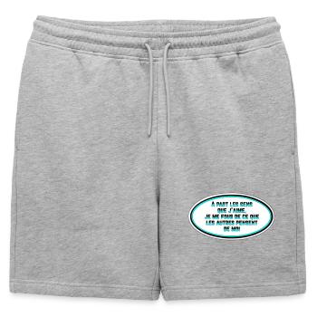 I don't care what people think of me - Mens' Premium Organic Sweatshorts - heather grey - Front - AI Model Male 178 light (178cm)
