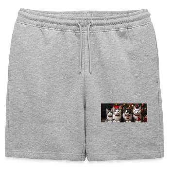 Chaton de Noël - Short de survêtement homme premium - gris chiné - Devant - AI Model Male 178 light (178cm)