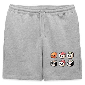 Sushi Smiles : Le délicieux bouquet de rouleaux - Short de survêtement homme premium - gris chiné - Devant - AI Model Male 178 light (178cm)