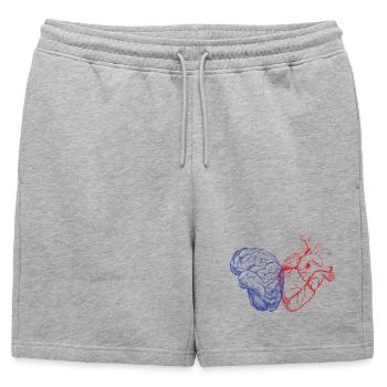 Cerveau et cœur - Short de survêtement homme premium - gris chiné - Devant - AI Model Male 178 light (178cm)