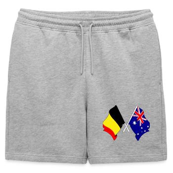 Cardio-Herz Flagge Belgien, Flagge Australien - Männer Premium Organic Sweatshorts - Grau meliert - Vorne - AI Model Male 178 light (178cm)