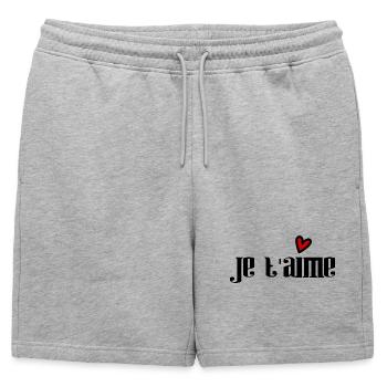 PAPA. FÊTE DES PÈRES. BONNE FÊTE PAPA. BONNE FÊTE. - Short de survêtement homme premium - gris chiné - Devant - AI Model Male 178 light (178cm)