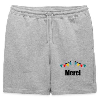 MERCI. MAÎTRESSE. MAÎTRE. MERCI MAÎTRESSE - Short de survêtement homme premium - gris chiné - Devant - AI Model Male 178 light (178cm)