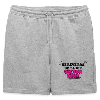 Message Inspirant Visuel florale rose - Short de survêtement homme premium - gris chiné - Devant - AI Model Male 178 light (178cm)