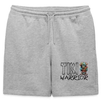 Tiki Warrior Cartoon Tropical Hero - Mens' Premium Organic Sweatshorts - heather grey - Front - AI Model Male 178 light (178cm)
