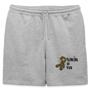 Je pense à toi - Short de survêtement homme premium - gris chiné - Devant - AI Model Male 178 light (178cm)