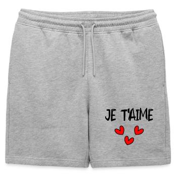 HAPPY FATHER'S DAY. DAD. FATHER'S DAY. FATHER - Mens' Premium Organic Sweatshorts - heather grey - Front - AI Model Male 178 light (178cm)